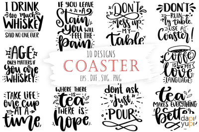 Coaster Bundle, Wine SVG, Coffee SVG Tea SVG dapiyupi store 