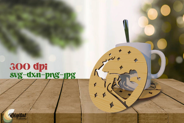 Coaster Christmas Design Laser Cut. Kitchen Decor SVG. SVG Evgenyia Guschina 