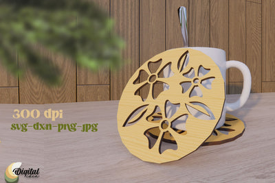 Coaster Design Laser Cut. Kitchen Decor SVG. Home Laser Cut. SVG Evgenyia Guschina 
