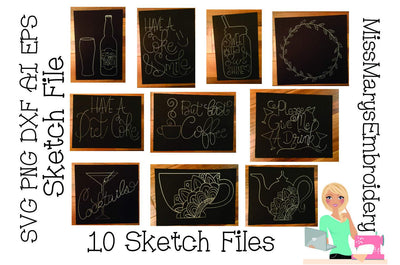 Coaster Sketch File | Foil Quill | Drawing File Sketch DESIGN MissMarysEmbroidery 