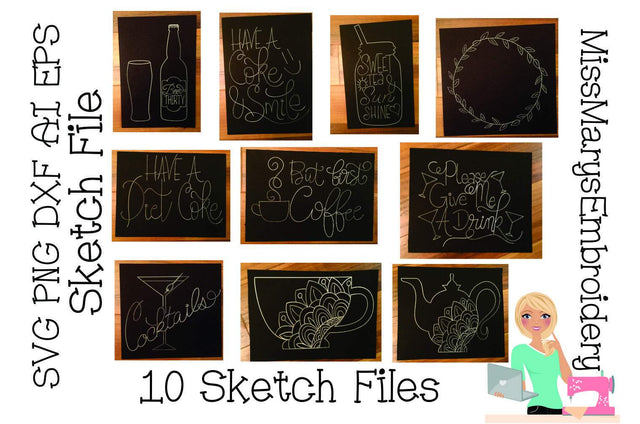 Coaster Sketch File | Foil Quill | Drawing File Sketch DESIGN MissMarysEmbroidery 