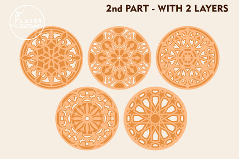COASTERS Bundle Templates For Laser Cutting Wood and Paper Cut SVG LaserCutano 