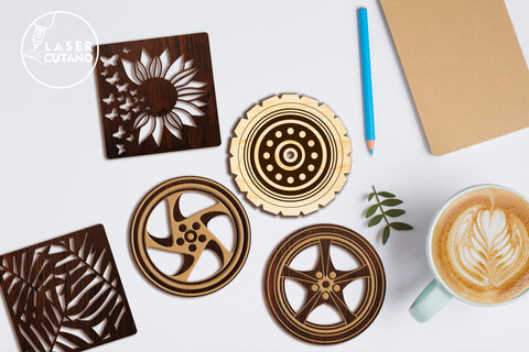 COASTERS Bundle Templates For Laser Cutting Wood and Paper Cut SVG LaserCutano 