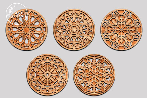 COASTERS Bundle Templates For Laser Cutting Wood and Paper Cut SVG LaserCutano 