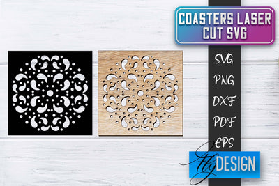 Coasters Laser Cut SVG | Laser Cut SVG SVG Fly Design 