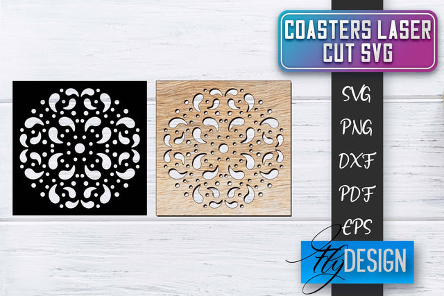Coasters Laser Cut SVG | Laser Cut SVG SVG Fly Design 