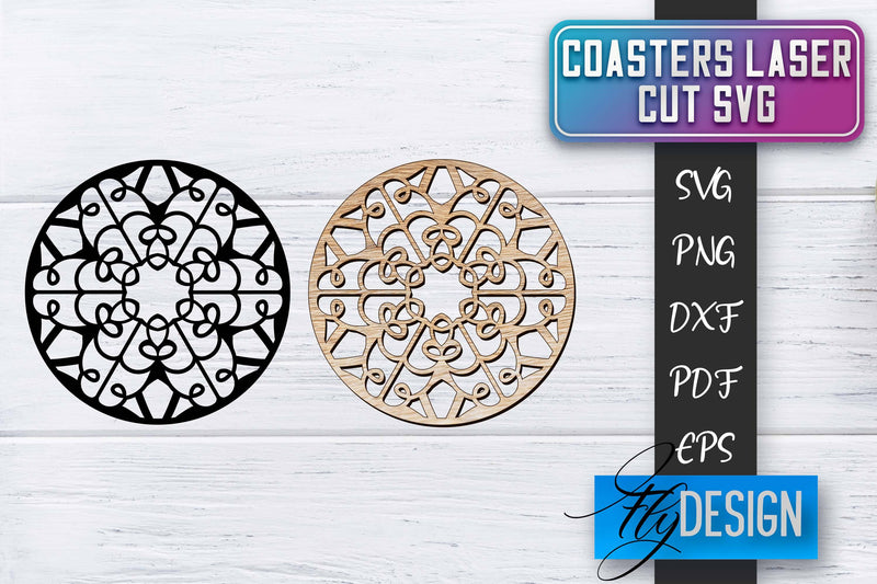 Coasters Laser Cut SVG | Laser Cut SVG SVG Fly Design 