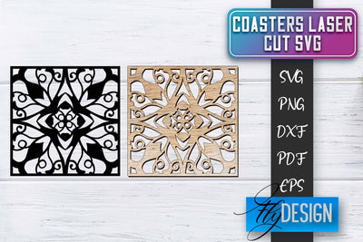 Coasters Laser Cut SVG | Laser Cut SVG SVG Fly Design 