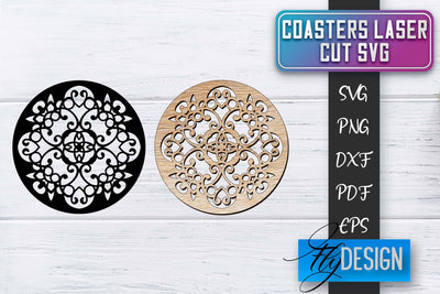 Coasters Laser Cut SVG | Laser Cut SVG SVG Fly Design 