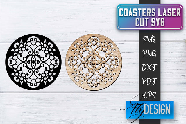 Coasters Laser Cut SVG | Laser Cut SVG SVG Fly Design 