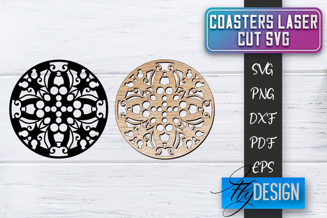 Coasters Laser Cut SVG | Laser Cut SVG SVG Fly Design 