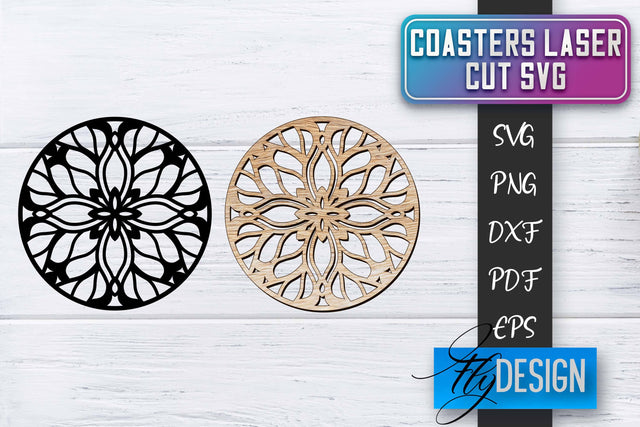 Coasters Laser Cut SVG | Laser Cut SVG SVG Fly Design 