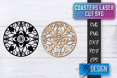 Coasters Laser Cut SVG | Laser Cut SVG SVG Fly Design 