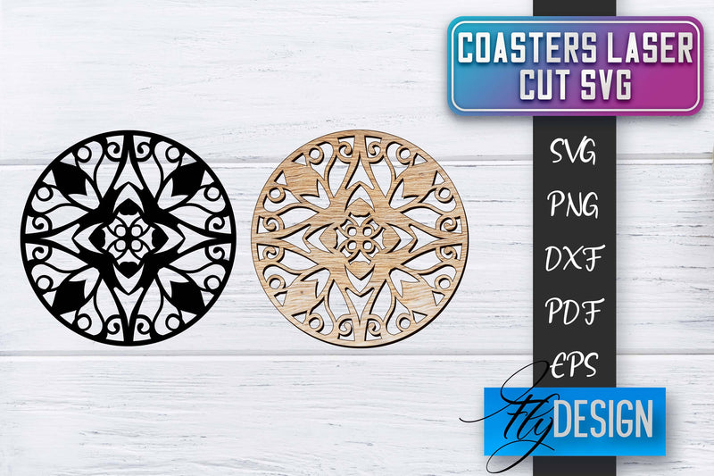 Coasters Laser Cut SVG | Laser Cut SVG SVG Fly Design 