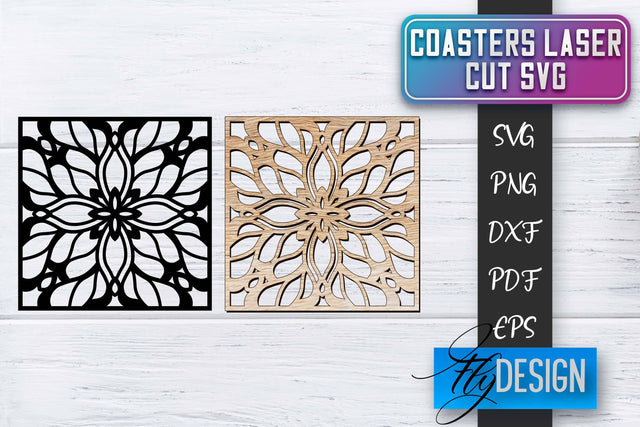 Coasters Laser Cut SVG | Laser Cut SVG SVG Fly Design 