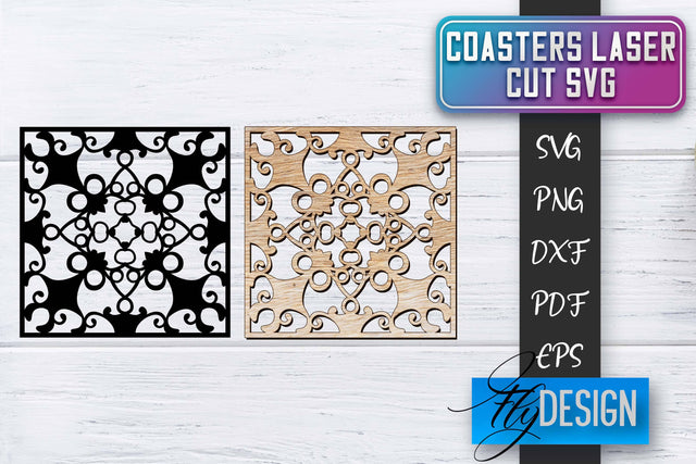 Coasters Laser Cut SVG | Laser Cut SVG SVG Fly Design 