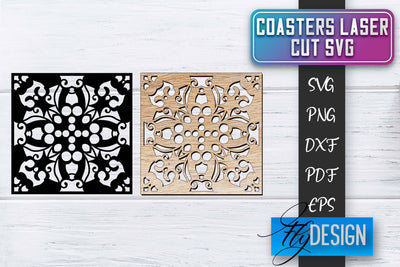 Coasters Laser Cut SVG | Laser Cut SVG SVG Fly Design 