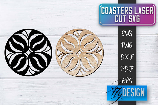 Coasters Laser Cut SVG | Laser Cut SVG SVG Fly Design 