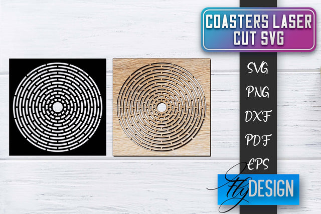 Coasters Laser Cut SVG | Laser Cut SVG SVG Fly Design 