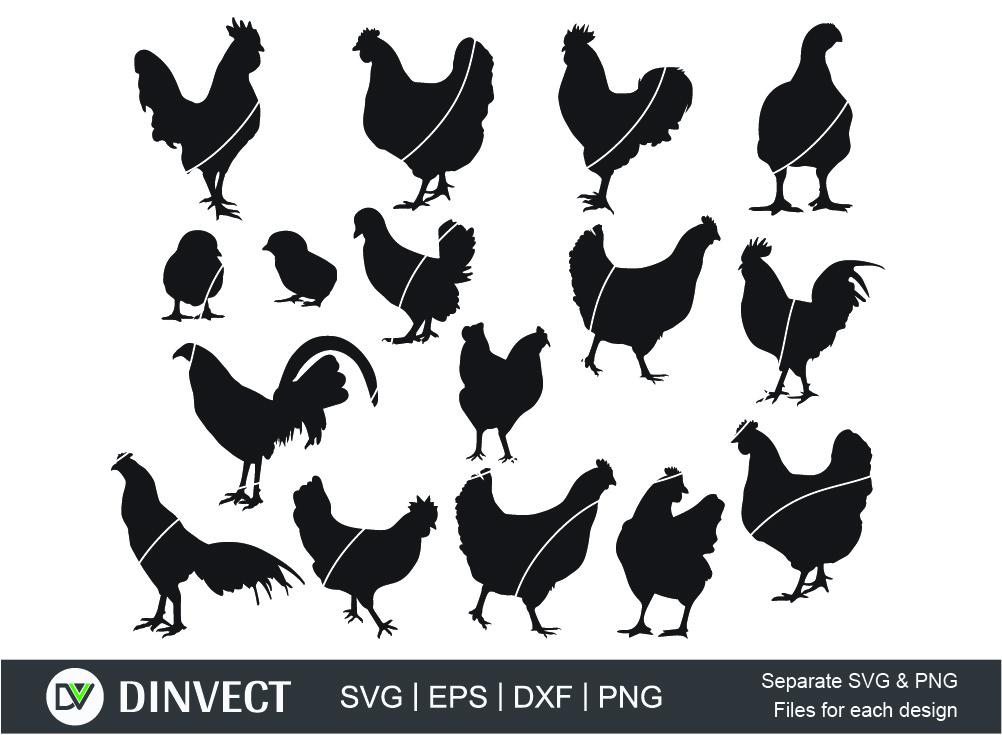 Cock Rooster Silhouette, Cock Rooster SVG, Hen SVG, Cut file, for ...