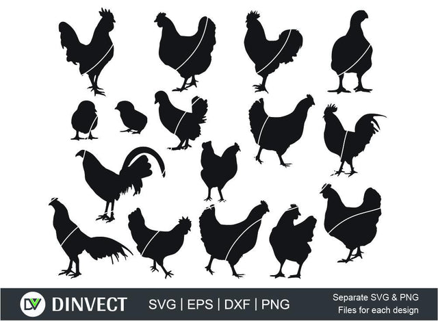 Cock Rooster Silhouette, Cock Rooster SVG, Hen SVG, Cut file, for silhouette, Design Space, Craft File, Cut File, Silhouette Studio, Cutting Machine, Cameo, Vinyl Designs, Iron On Decals, Digital File, Instant Download SVG Dinvect 