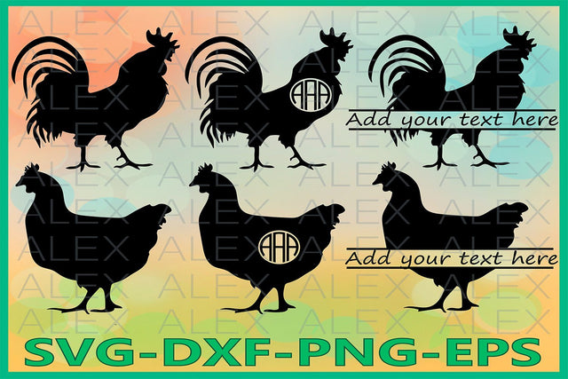 Cock Rooster Svg, Chicken Monogram SVG AlexSVGStudio 
