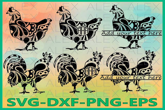 Cock Rooster Svg, Chicken Monogram SVG AlexSVGStudio 
