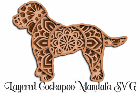 Cockapoo Mandala 3D Layered Dog SVG file, 4 layers SVG Digital Honeybee 