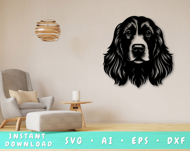 Cocker Spaniel Laser SVG Cut File, Cocker Spaniel Glowforge File, Cocker Spaniel DXF, Cocker Spaniel Wall Art SVG SVG HappyDesignStudio 
