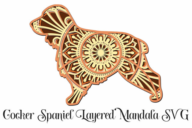 Cocker Spaniel SVG file, layered mandala cut file, 5 layers Dog Breed SVG SVG Digital Honeybee 