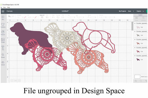 Cocker Spaniel SVG file, layered mandala cut file, 5 layers Dog Breed SVG SVG Digital Honeybee 