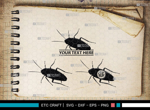 Cockroach Monogram, Cockroach Silhouette, Cockroach SVG, Cockroach Bug Svg, Bug Svg, Roach Svg, SB00241 SVG ETC Craft 