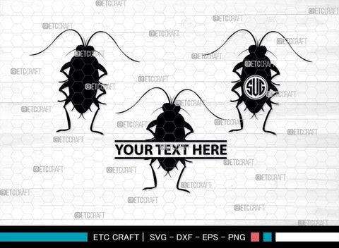 Cockroach Monogram, Cockroach Silhouette, Cockroach SVG, Cockroach Bug Svg, Bug Svg, Roach Svg, SB00241 SVG ETC Craft 