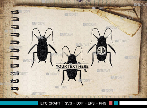Cockroach Monogram, Cockroach Silhouette, Cockroach SVG, Cockroach Bug Svg, Bug Svg, Roach Svg, SB00241 SVG ETC Craft 
