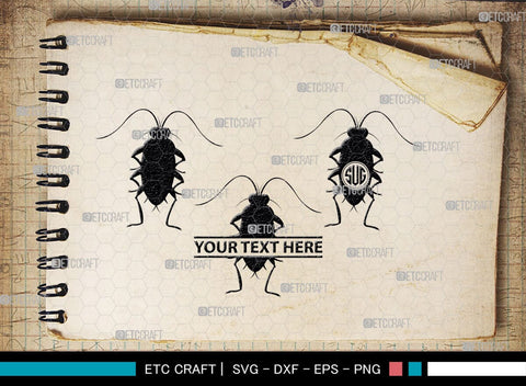 Cockroach Monogram, Cockroach Silhouette, Cockroach SVG, Cockroach Bug Svg, Bug Svg, Roach Svg, SB00241 SVG ETC Craft 