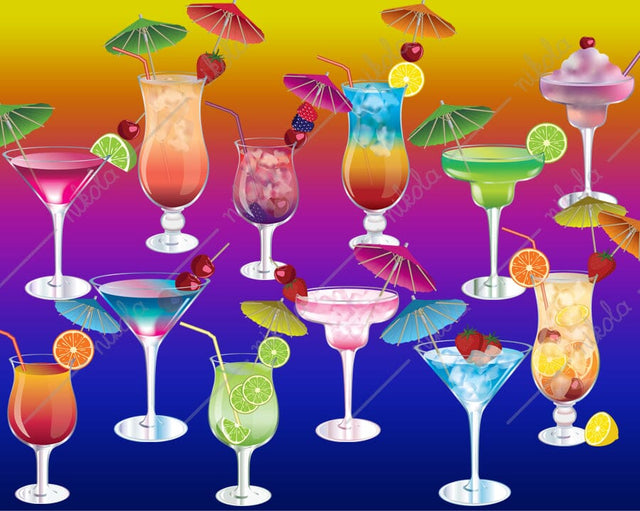 Cocktail Drinks Clipart Illustrations Beverages PNG Sublimation nikola 