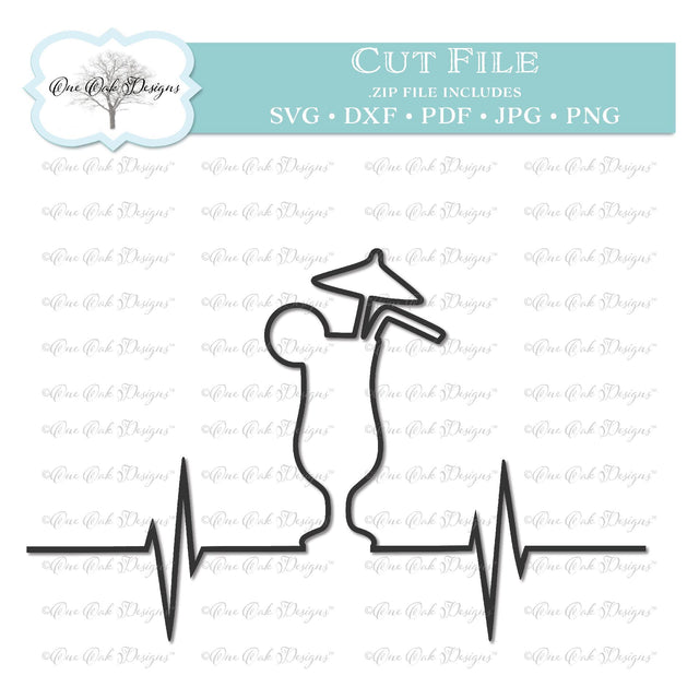 Cocktail Glass EKG Heartbeat SVG One Oak Designs 
