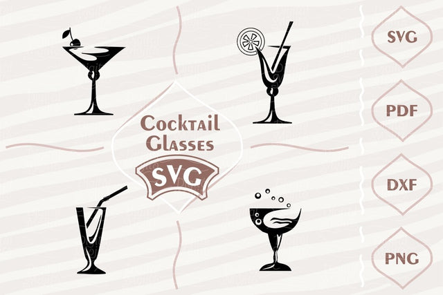 Cocktail glasses SVG bundle SVG Digital Mojito 