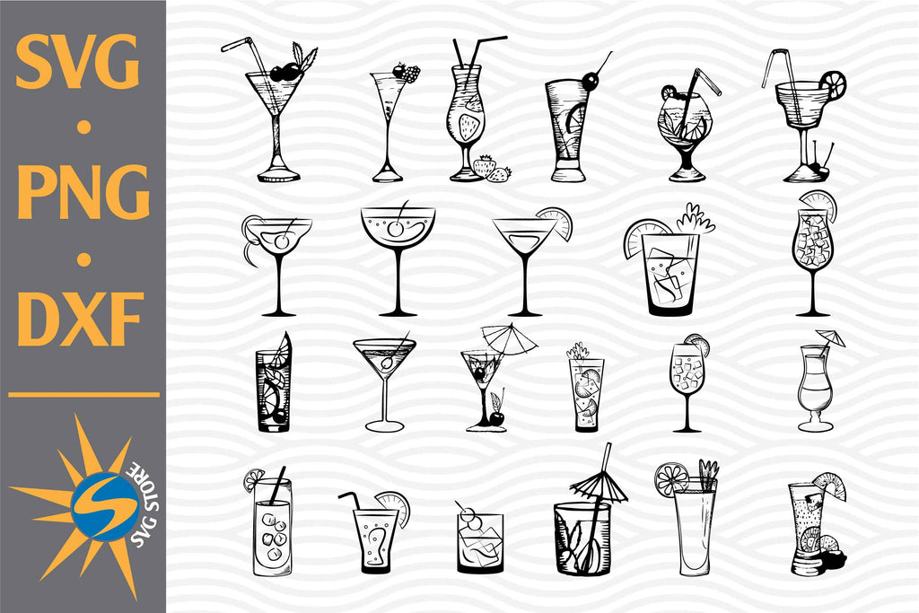Cocktail Stencil SVG, PNG, DXF Digital Files Include - So Fontsy