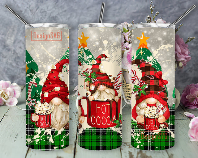 Cocoa Gnomes 20oz Skinny Tumbler Sublimation Designs, Tumbler Wrap - PNG Digital Download for Straight/Tapered Tumbler Design Sublimation DesignSVG 