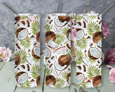 Coconut 20oz Skinny Tumbler Png, Summer Fruits Tumbler, Coconut Tropical Tumbler, Summer Coconut Tumbler, Coconut Png, Beach Tumbler, Tumbler Design Sublimation DesignSVG 