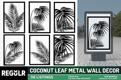 Coconut Leaf Metal Wall Decor SVG Bundle SVG Regulrcrative 