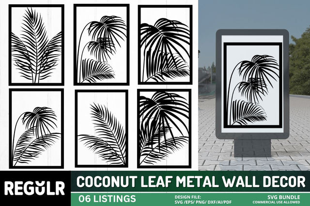 Coconut Leaf Metal Wall Decor SVG Bundle SVG Regulrcrative 