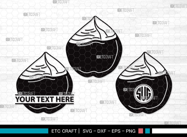 Coconut Monogram SVG Cut File | Fruit Svg | Coconut Drink Svg | Coconut Shell Svg | Tropical Drink | Coconut Clipart SVG ETC Craft 
