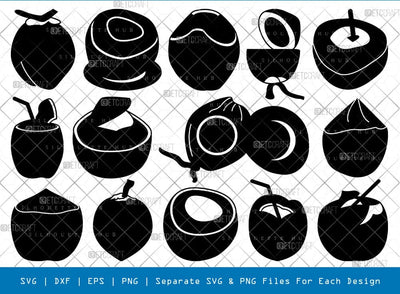 Coconut Silhouette, Coconut SVG, Summer Drink Svg, Coconut Drink Svg, Half Coconut Svg, Coconut Bundle, SB00839 SVG ETC Craft 