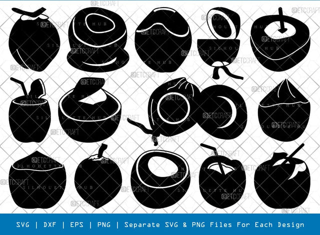 Coconut Silhouette, Coconut SVG, Summer Drink Svg, Coconut Drink Svg, Half Coconut Svg, Coconut Bundle, SB00839 SVG ETC Craft 