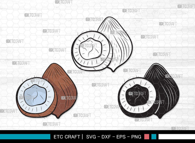 Coconut SVG Cut File | Fruit Svg | Coconut Drink Svg | Coconut Shell Svg | Tropical Drink | Coconut Clipart SVG ETC Craft 