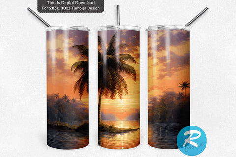 Coconut Tree 20 Oz / 30 Oz Tumbler PNG Sublimation Regulrcrative 