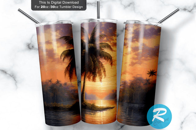 Coconut Tree 20 Oz / 30 Oz Tumbler PNG Sublimation Regulrcrative 