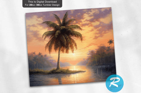 Coconut Tree 20 Oz / 30 Oz Tumbler PNG Sublimation Regulrcrative 